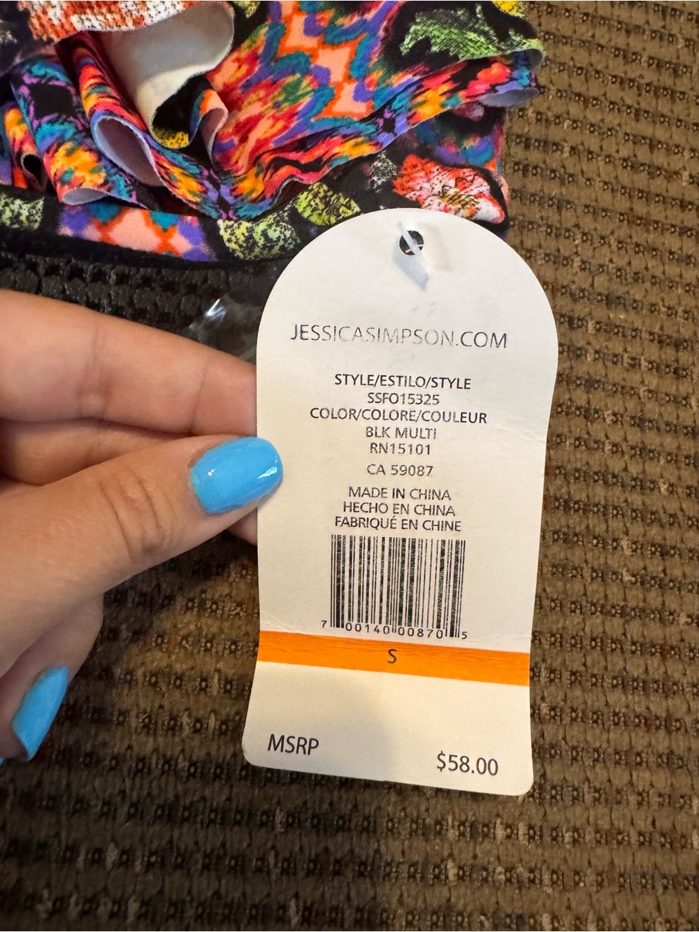Jessica Simpson Floral Multicolor Ruffle Bikini Top - Picture 3 of 3